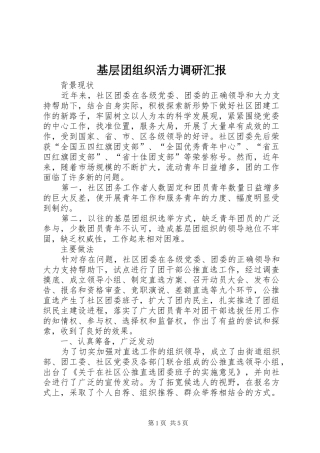 2024年基层团组织活力调研汇报