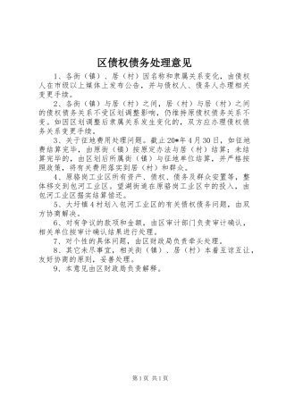 2024年区债权债务处理意见