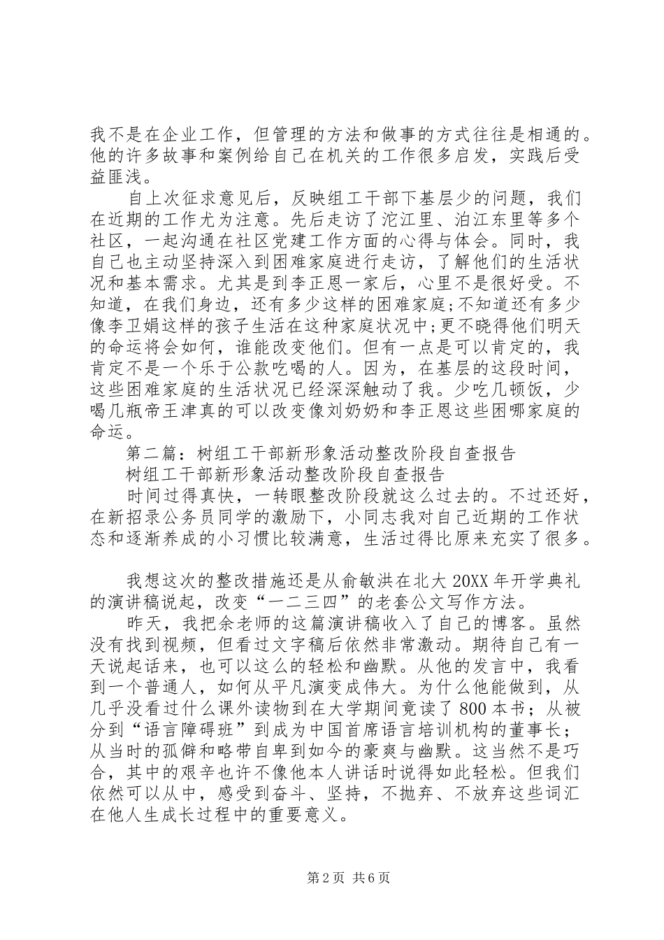 2024年树组工干部新形象活动整改阶段自查报告_第2页