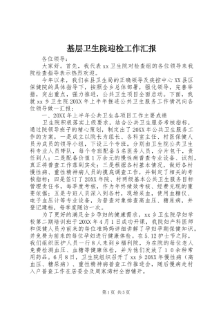 2024年基层卫生院迎检工作汇报