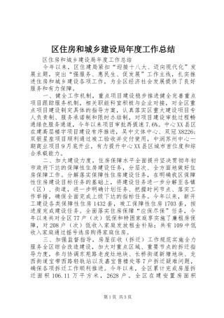 2024年区住房和城乡建设局年度工作总结