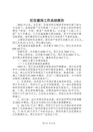 2024年区住建局工作总结报告