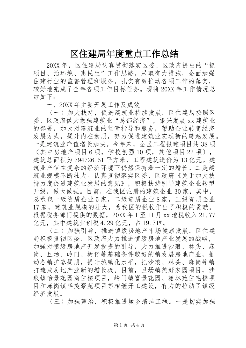 2024年区住建局年度重点工作总结_第1页