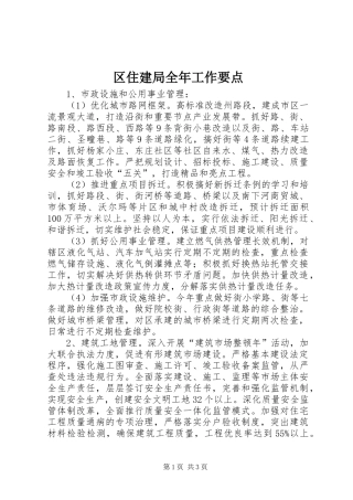 2024年区住建局全年工作要点