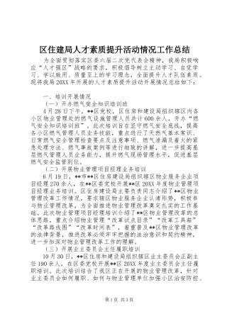 2024年区住建局人才素质提升活动情况工作总结