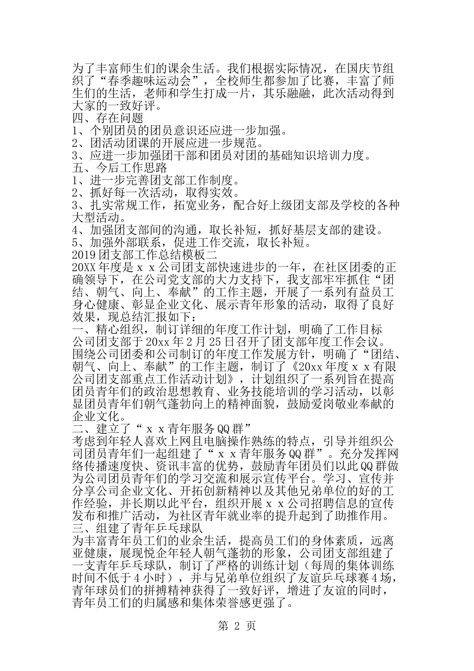 团支部工作总结模板-word范文文档_第2页