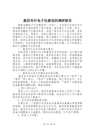 2024年基层央行电子化建设的调研报告