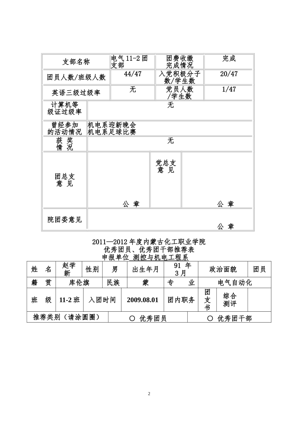 团支部-青年志愿-社会实践-优秀团员_第2页