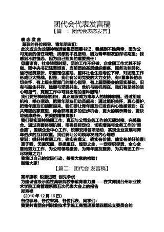 团代会代表发言稿