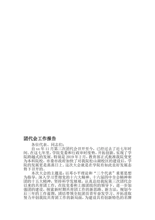 团代会工作报告-2019年文档资料