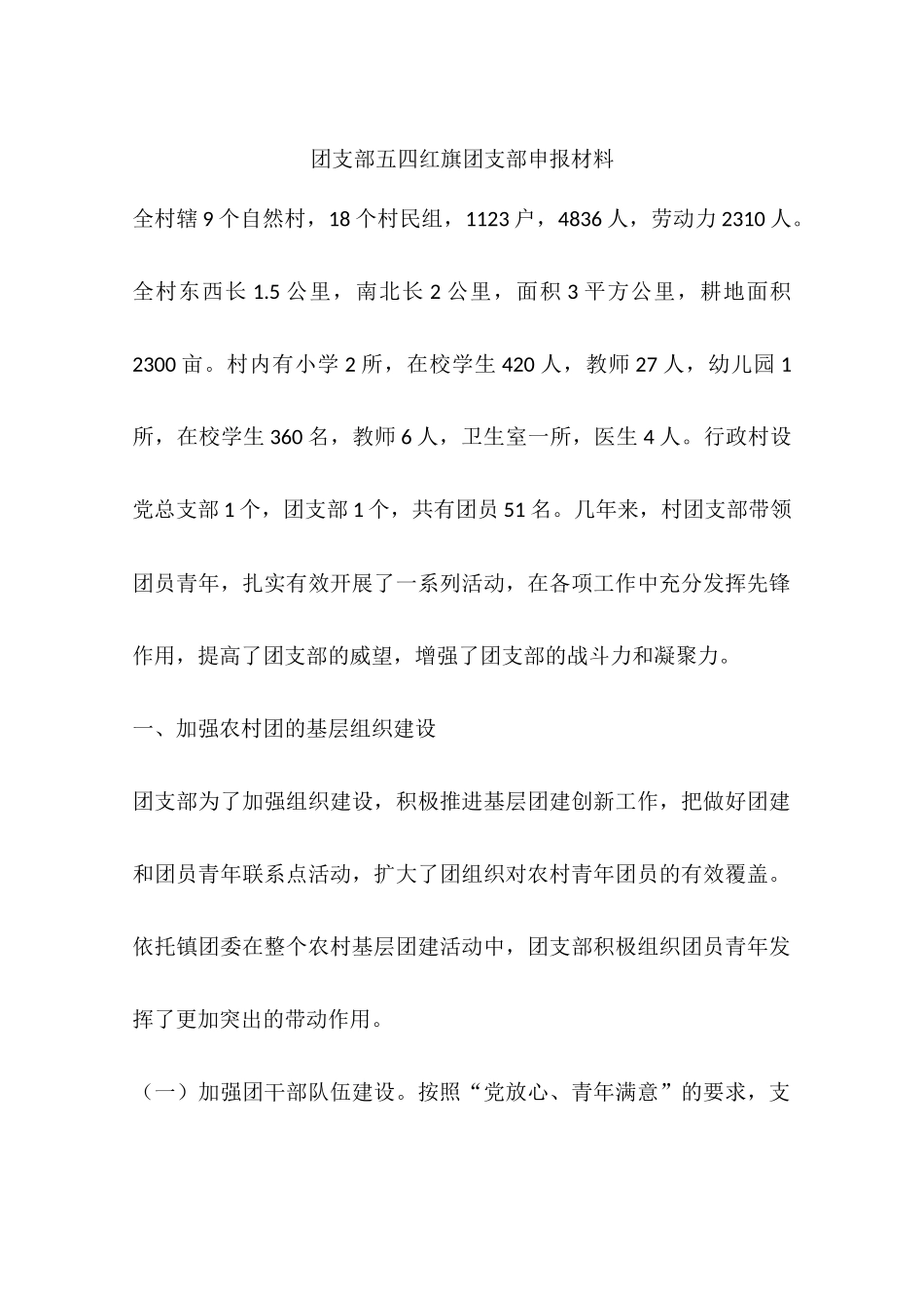 团支部五四红旗团支部申报材料_第1页