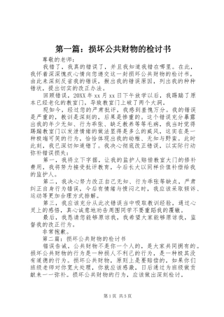 2024年损坏公共财物的检讨书