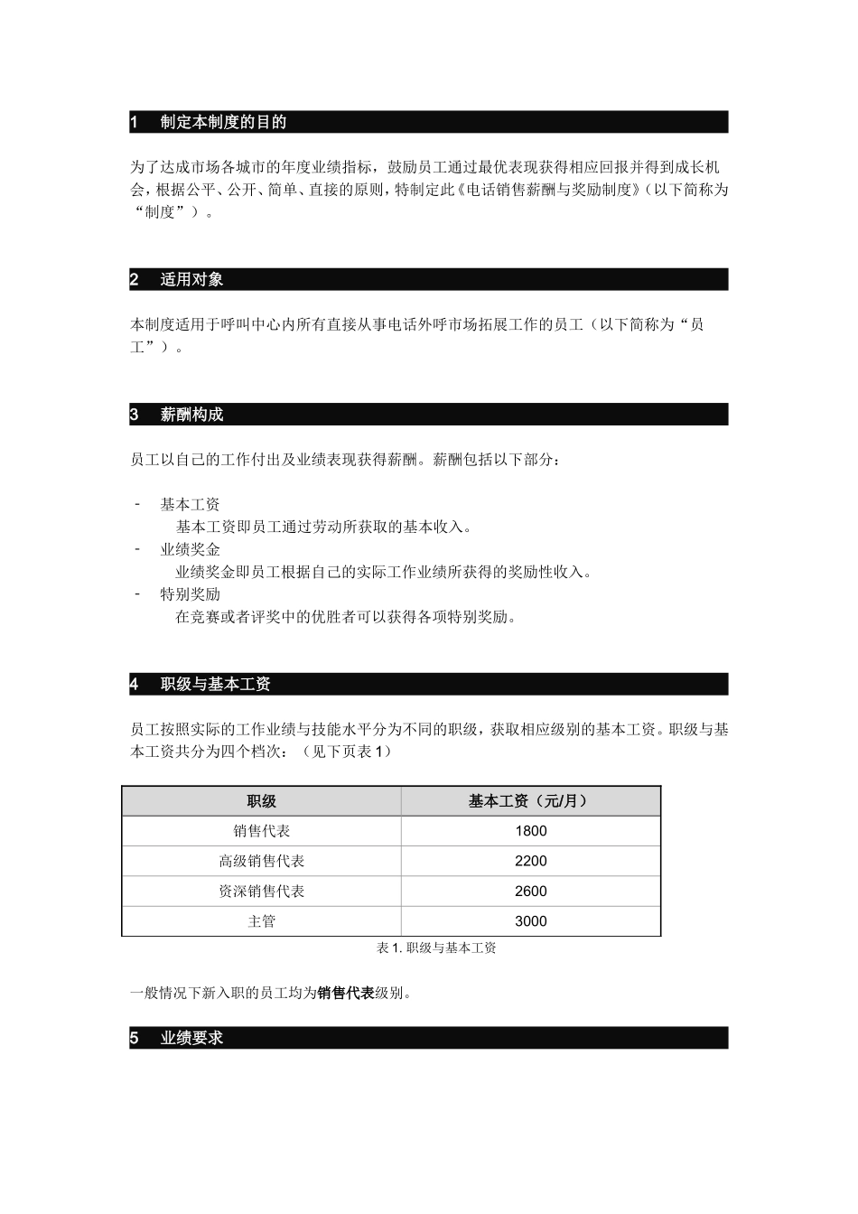 团队电话销售薪酬与奖励制度_第3页