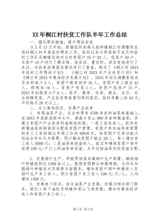 2024年桐江村扶贫工作队半年工作总结