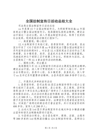 2024年全国法制宣传日活动总结大全