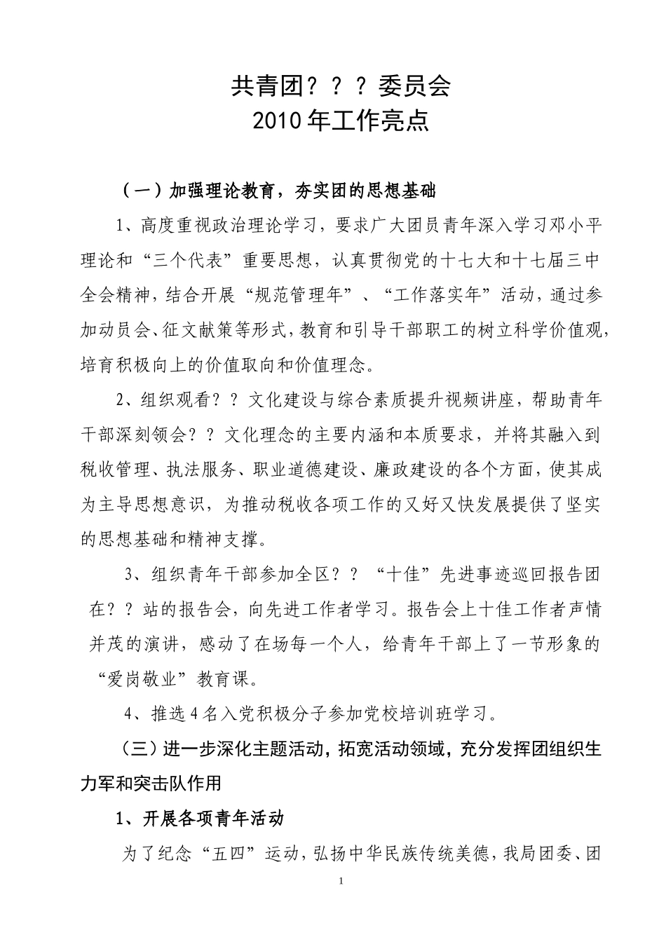 团委工作亮点_第1页