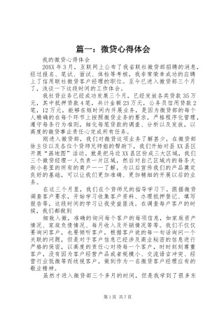 2024年微贷心得体会