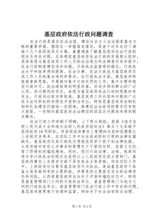 2024年基层政府依法行政问题调查