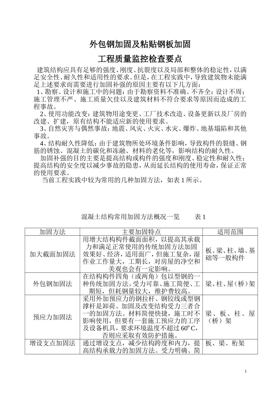 外包钢加固及粘贴钢板加固工程质量监控检查要点_第1页