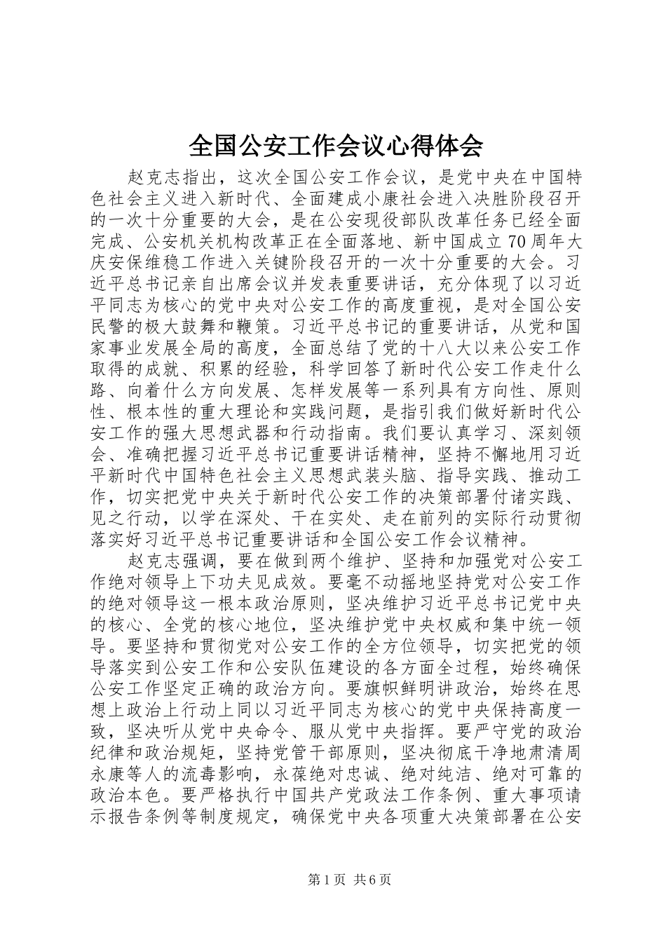 2024年全国公安工作会议心得体会_第1页