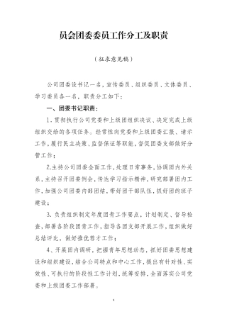 团委委员分工及职责