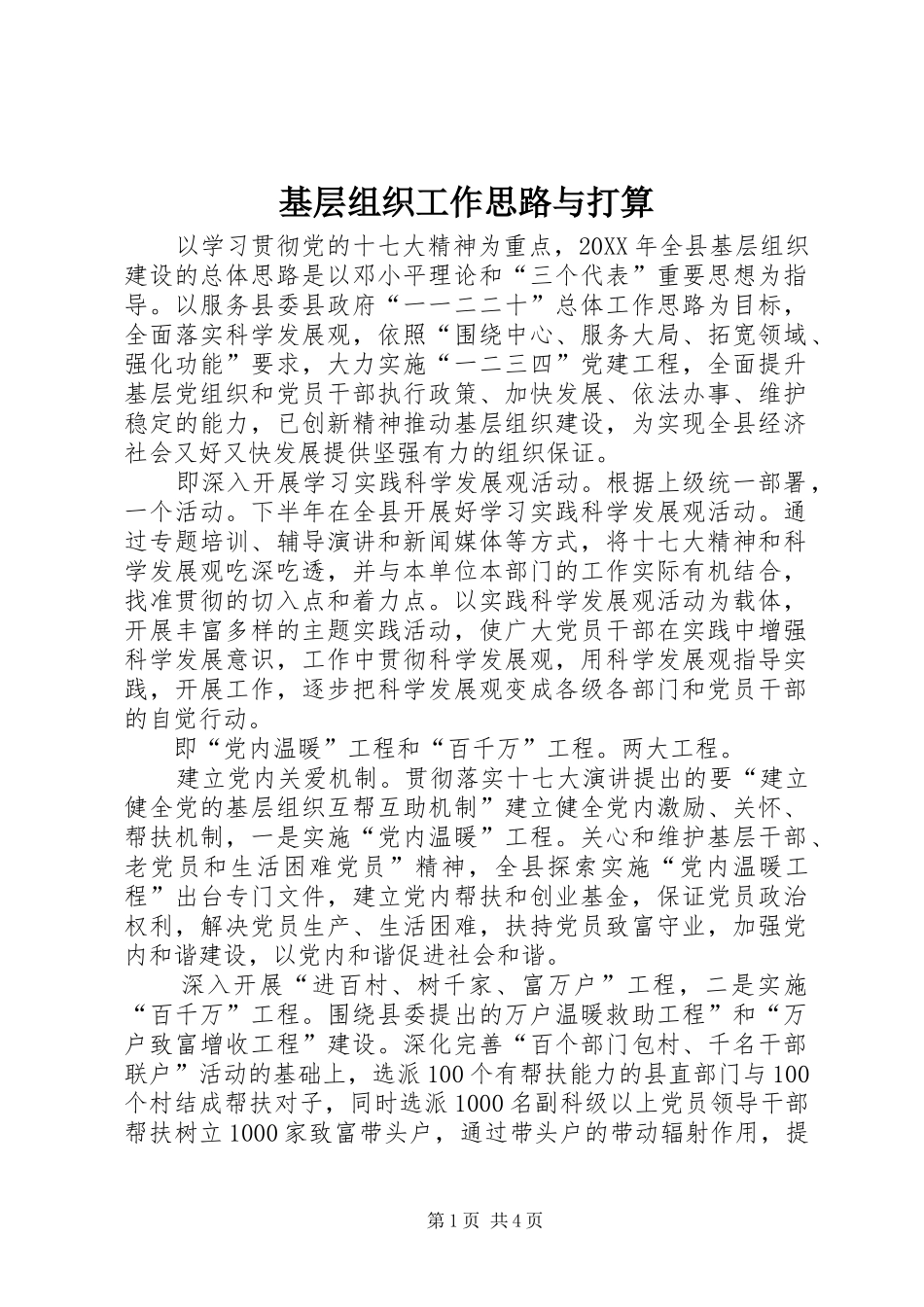 2024年基层组织工作思路与打算_第1页
