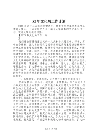 2024年文化局工作计划