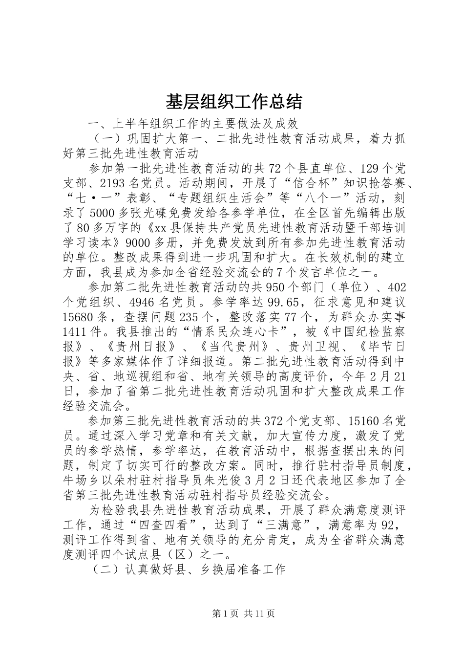 2024年基层组织工作总结_第1页