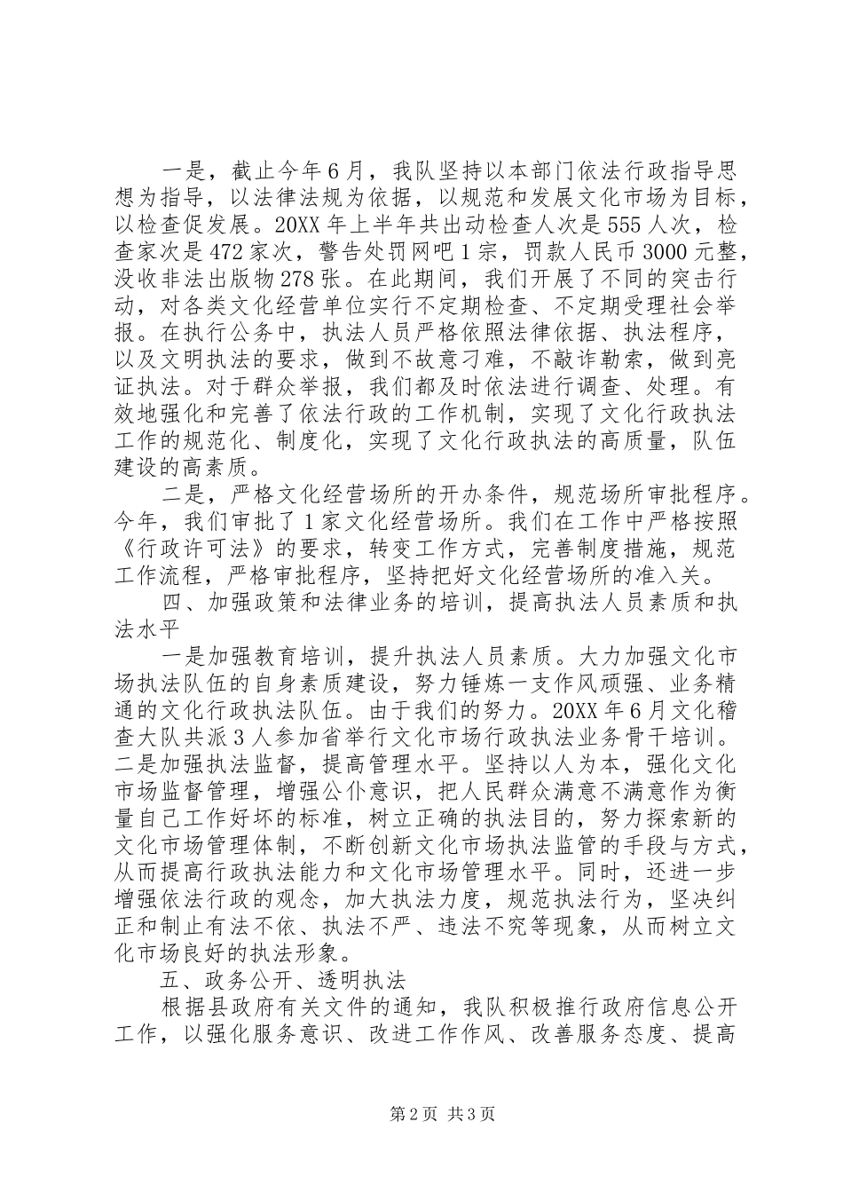 2024年文化市场稽查队工作总结_第2页
