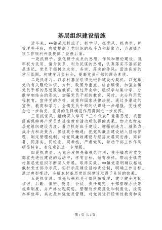 2024年基层组织建设措施