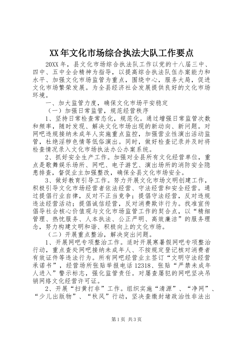 2024年文化市场综合执法大队工作要点_第1页