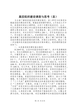 2024年基层组织建设调查与思考