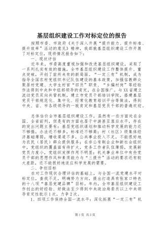 2024年基层组织建设工作对标定位的报告