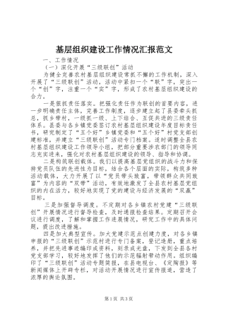 2024年基层组织建设工作情况汇报范文