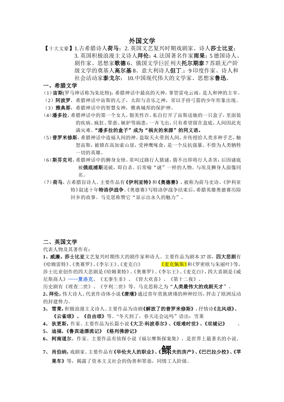 外国文学、外国作家_第1页