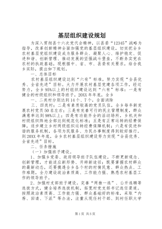 2024年基层组织建设规划