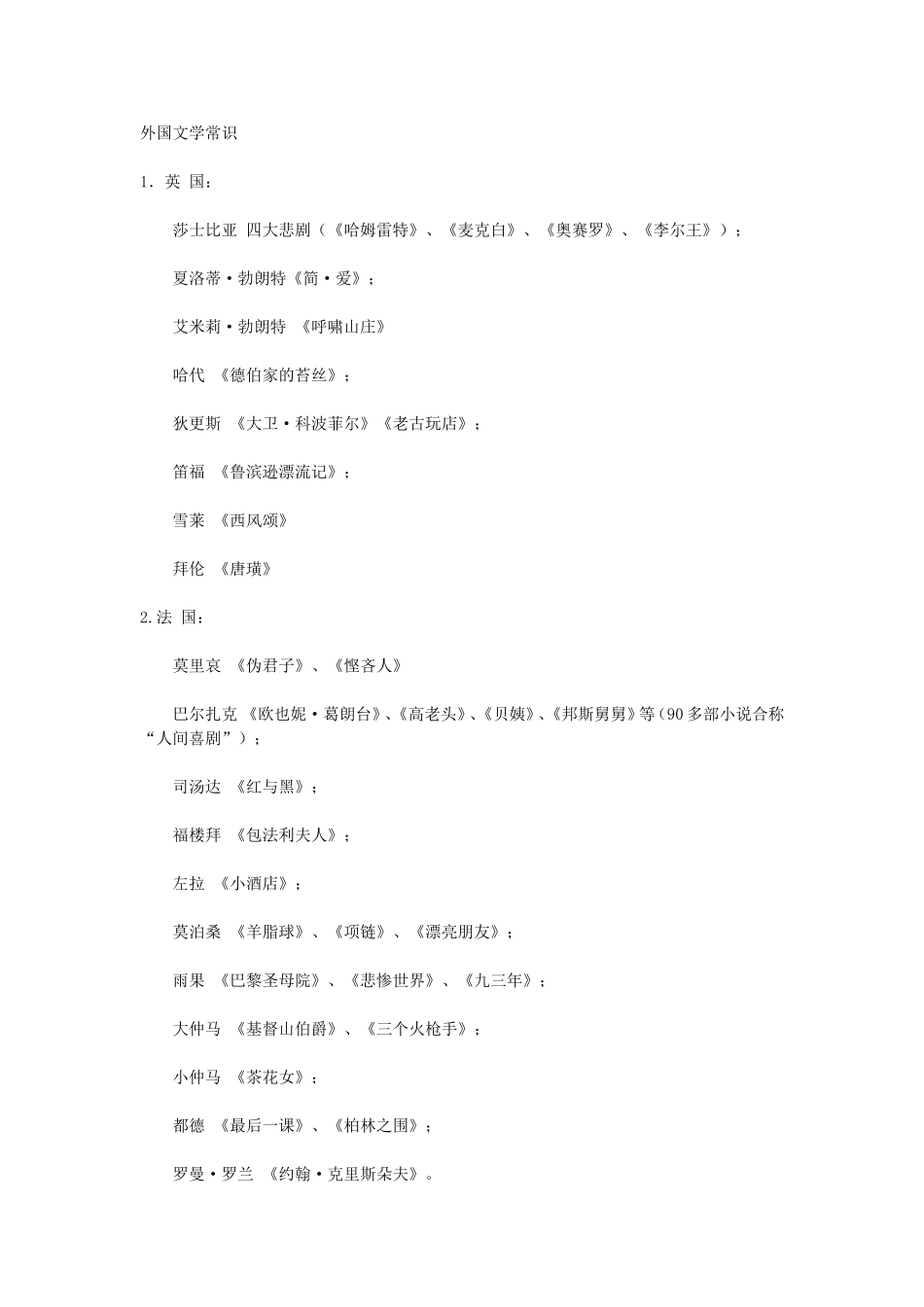 外国文学常识汇总_第1页