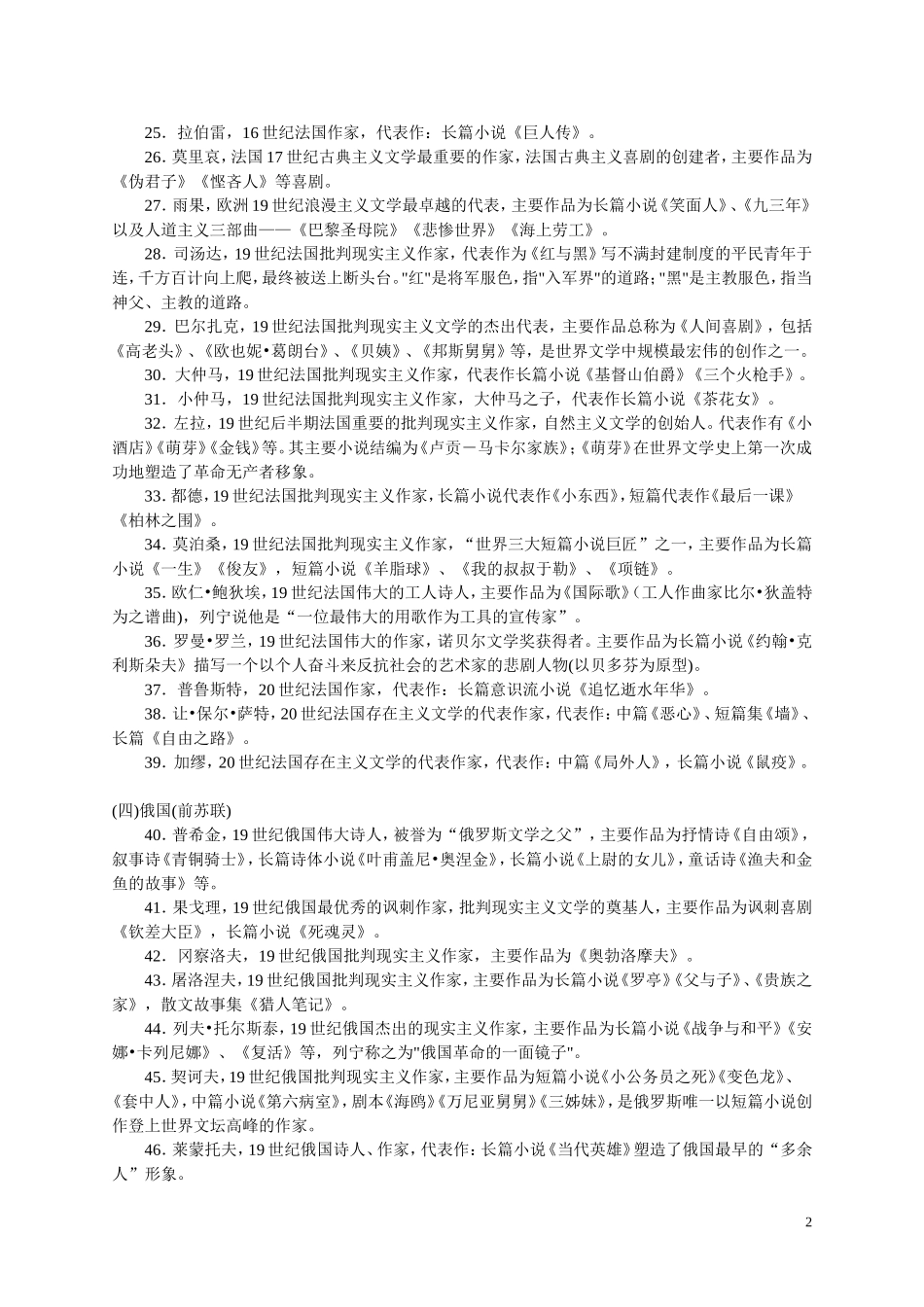 外国文学常识识记84题_第2页