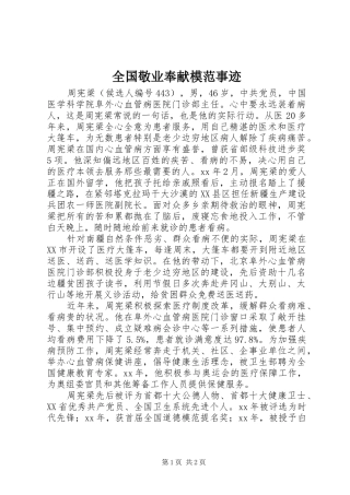 2024年全国敬业奉献模范事迹