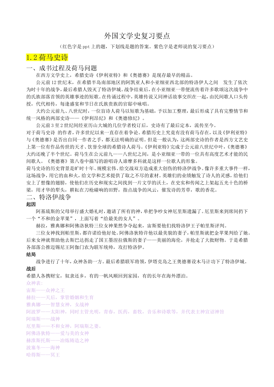 外国文学史复习资料最终版_第1页