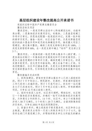 2024年基层组织建设年整改提高公开承诺书
