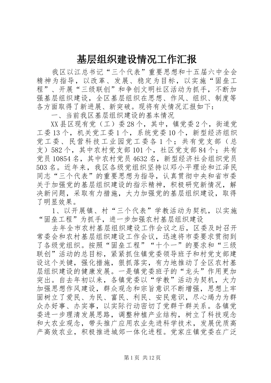 2024年基层组织建设情况工作汇报_第1页