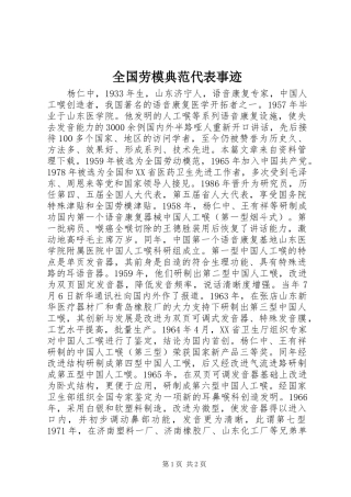 2024年全国劳模典范代表事迹