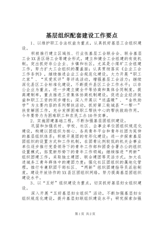 2024年基层组织配套建设工作要点