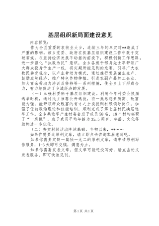 2024年基层组织新局面建设意见