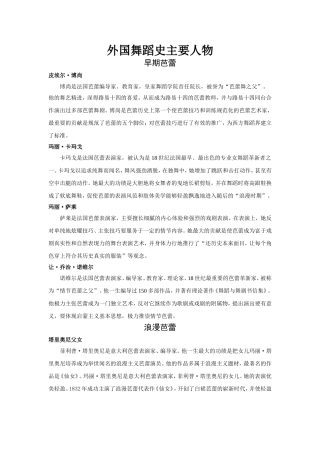 外国舞蹈史主要人物