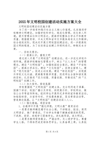 2024年文明校园创建活动实施方案大全