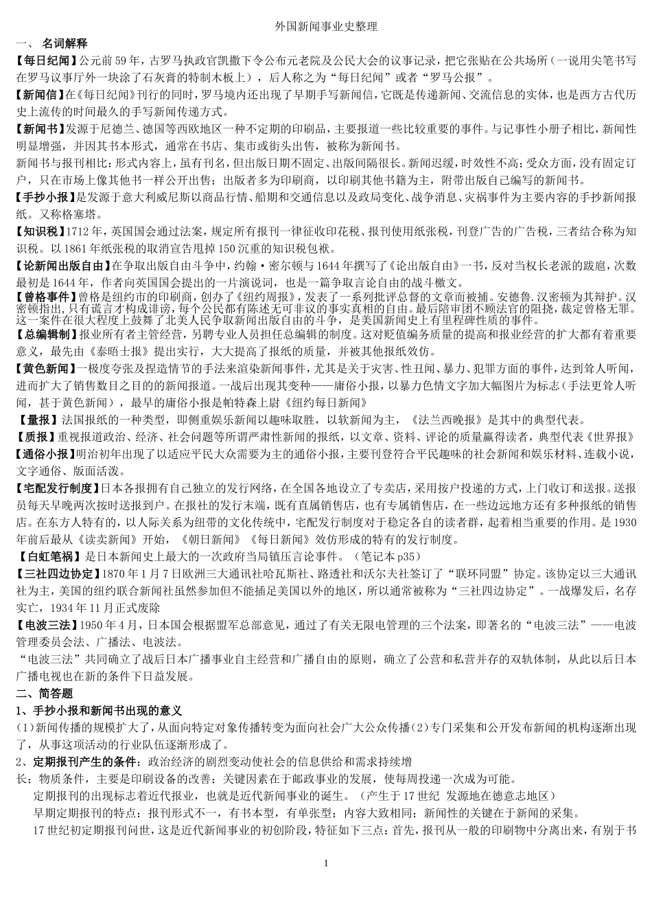 外国新闻事业史重点整理_第1页