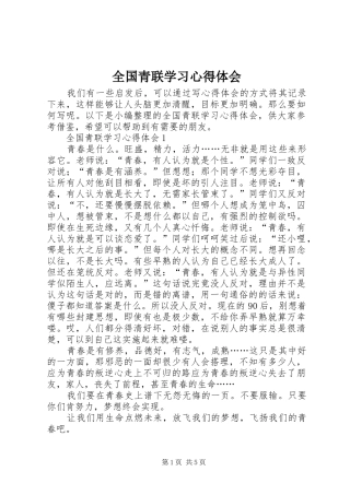2024年全国青联学习心得体会
