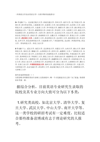 外国语言学及应用语言学----大学排名